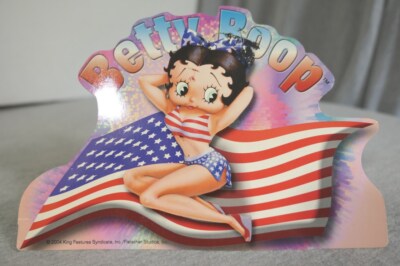 Betty Boop 星条旗柄 フィギュア NEW 2004 King Features Betty Boop American USA Flag Die-Cut Post