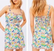 URBAN OUTFITTERS UO Robin Size M Lace Up Mini Dress Ruffles Blush Pink Fruits