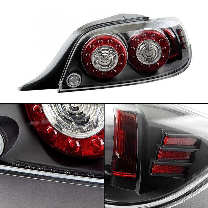 Luz trasera LED redonda doble luz de freno trasera Fit Black 04-08 Mazda RX8 RX-8 JDM Foto 2 de 4