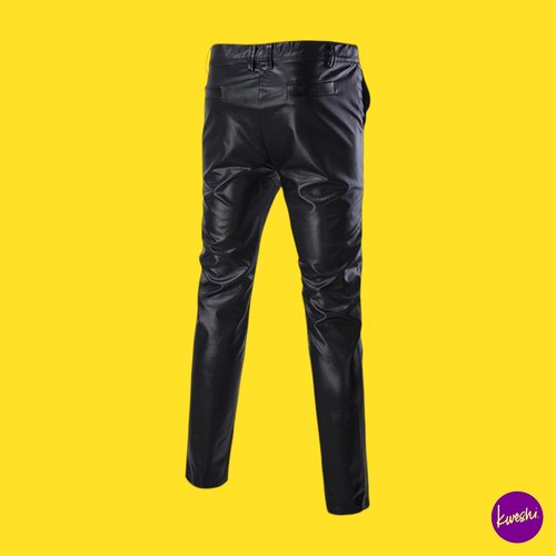 SLIKTA Pantaloni Unisex Casual Ecopelle, Clubbing, Cosplay, Costume, Nero, M - Foto 2 di 10