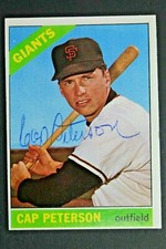Cap Peterson (d.1980) 1966 Topps #349 Signed Autographed Baseball Card JSA 
