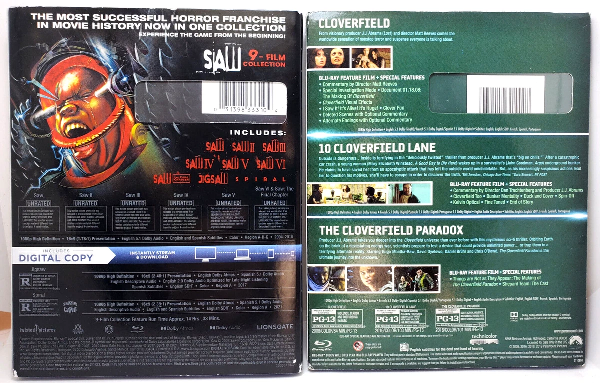 SAW 1-9 (Blu-ray+Digital+Slip Cover) / Cloverfield 3-Movie 