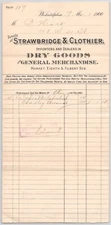 1900 Strawbridge Clothiers Dry Goods General Merchants Philadelphia PA Billhead