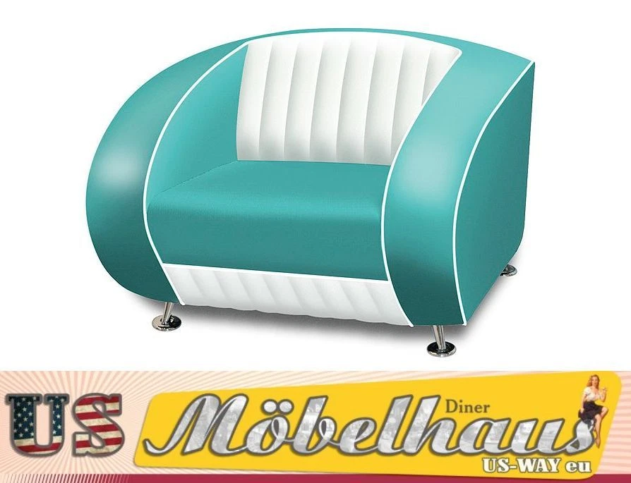 SF-01CB Turquoise Bel Air Fifties Designer Sofa Living Room Armchair Retro 50s