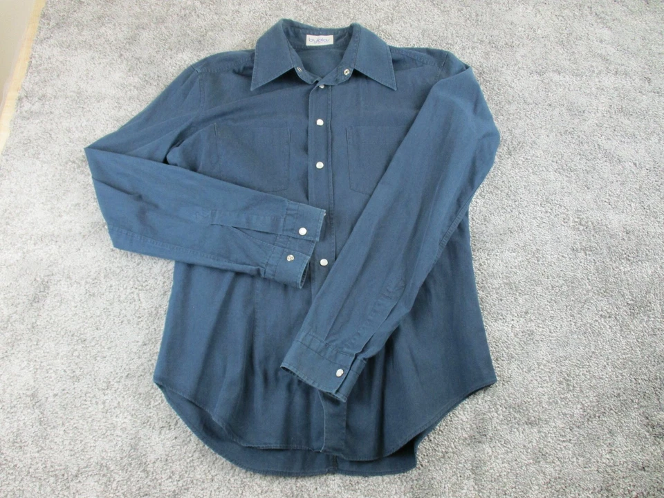 Camisa Byblos 50 Perla Botón a Presión Cuello Vintage Algodón Y2K Manga Larga Foto 3 de 4