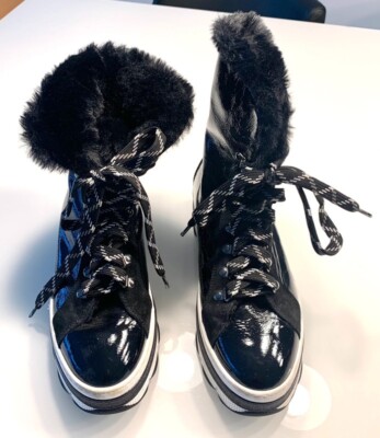 Schwarze Lackleder Winterboots, von NoClaim, Gr. 38 - super Qualität
