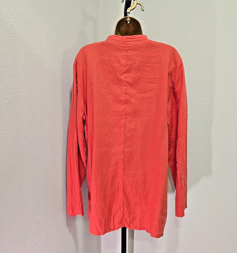 Austin Reed Linen Longline Tunic Top Red Orange Relaxed Fit Womens Sz ...