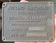 Aveling Barford Grantham TRACTOR or Traction Engine Plate sign