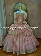 Blush Pink Victorian Fairy Prom Dresses Puffy Corset Gold Rococo Evening Gown