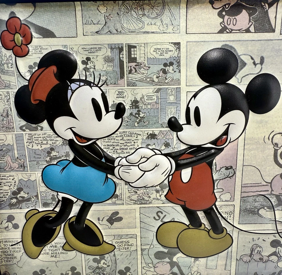 "Tira de cómics de Mickey y Minnie de Disney arte de pared de metal 3D - marcas de carretera abierta 18x7""" Foto 4 de 4