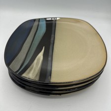 Gibson Elite - Althea Blue Teal - Salad Plate Rounded Square Lot Of 4