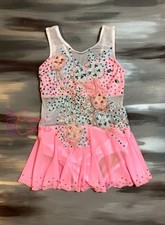 New Custom Made Child Medium Lyrical Dance Costume Pink One Piece Floral