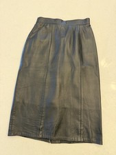 VTG Firenze Santa Barbara Black 100 Genuine Leather Midi Skirt 6