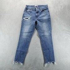 Moussy Jeans Womens 29 Blue Skinny Mid Rise Distressed Raw Hem Japan