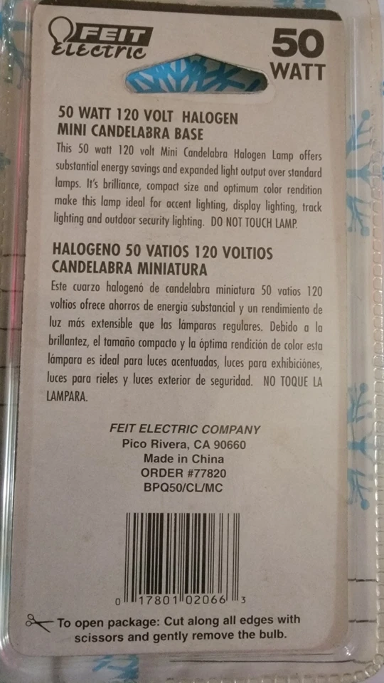 2 Feit Electric BPQ50/CL/MC/RP 50-Watt T3 Bulb with Mini Candelabra Base - Image 4 of 4