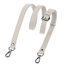 0.7" Genuine Leather Purse Strap for Bag Cream White Black Buckle