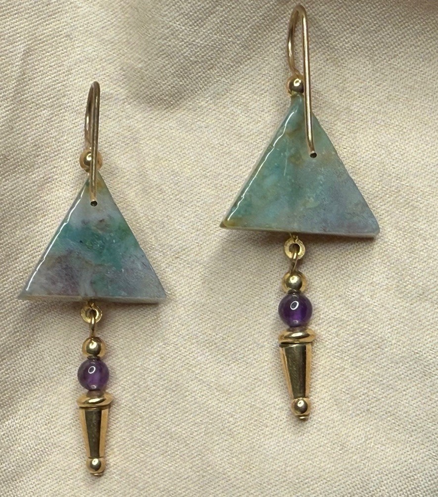 Vintage Unique Dangle Drop Triangular Pyramid Sha… - image 11