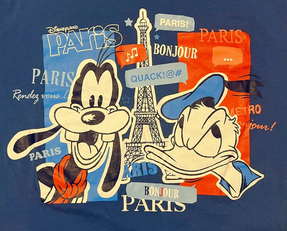 Camiseta Disneyland Paris Goofy & Donald Duck Eiffel Disney Azul Talla M- Usada en Excelente Condición Foto 3 de 4