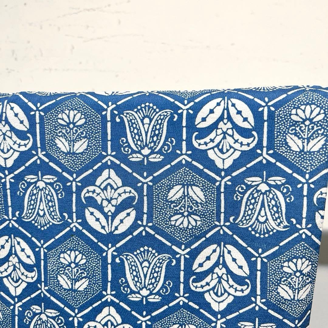 Vintage Blue Small Pattern Pongee Single Coat Tor… - image 8