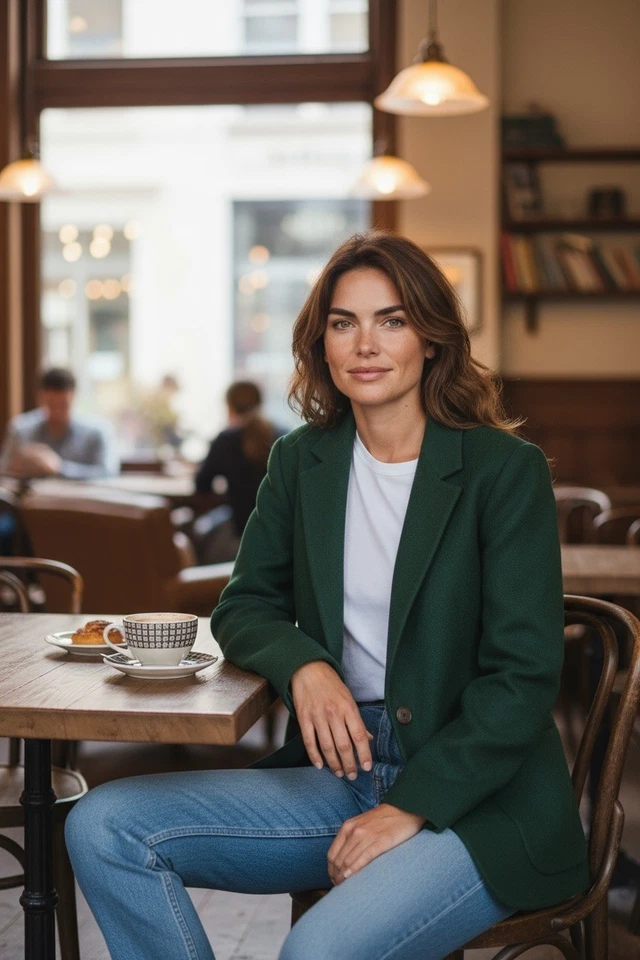 Chaqueta Blazer Lands' End Harris Tweed Para Mujer De Colección Lana Verde Bosque Talla 6P Foto 2 de 3