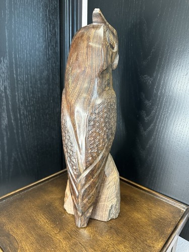 Ironwood Carved Owl - 15” inches Tall - Carving Figurine -MCM Sculpture Décor - Picture 5 of 17
