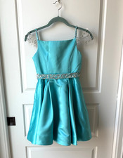 NWT Girls Special Occasion Party Dress - Turquoise Blue with Rhinestones Size 10