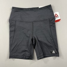 Reebok High Rise Shorts Womens S Fitted Black Moisture Control NEW NWT