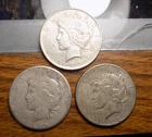 PEACE SILVER DOLLARS LOT OF 3 90% SILVER COINS $3 FACE