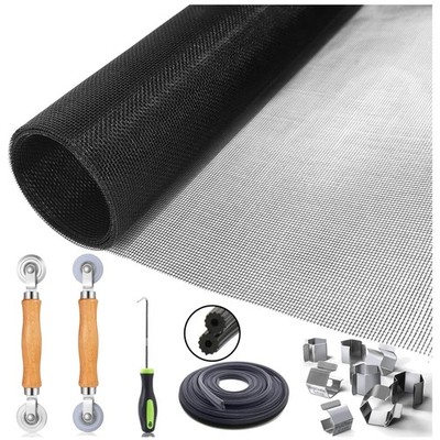 Window Screen Door Repair/Replacement Kit,  Include Black Screen Mesh 48''X118''+
