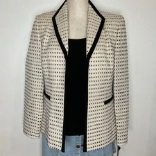 Kasper NWT 2 Pc Tank & Blazer Set Black & White Size 8 Classic Timeless Staple