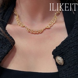 Authentic Vintage Gold Plated Lace Collar Necklace Hollow Out Metal Choker