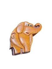 Elephant Lover Handmade Wooden Secret Jewelry Puzzle Box, Perfect Condition