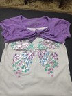 Girls Sz 2T Denim Heart Cuffed Shorts With Tie Butterfly Top — photo 5