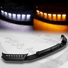 For 2018-2020 Ford F-150 Black Front Bumper Lip W/ LED Sequential Running Lights