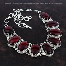 Red Fire Labradorite Gemstone Vintage Chain Ethnic Necklace 925 Sterling Silver