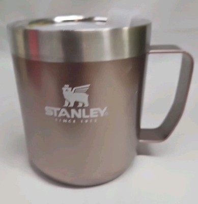 Stanley 12 oz Insulated Camp Mug Cup Rose Gold Metallic Handle Lid GUC Fast Ship