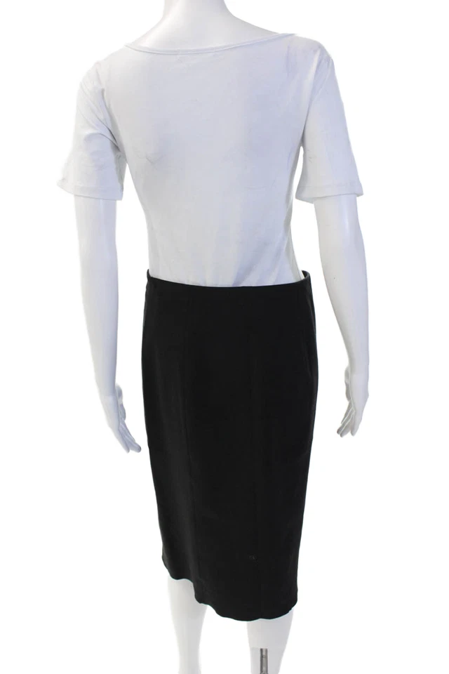 Vince 女式棉混纺高腰直筒 Midi 铅笔裙黑色 S 码 — 第 3/4 张图片