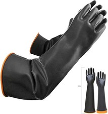 22" Latex Chemical Resistant Gloves, Reusable Heavy Duty Long Rubber Glove...