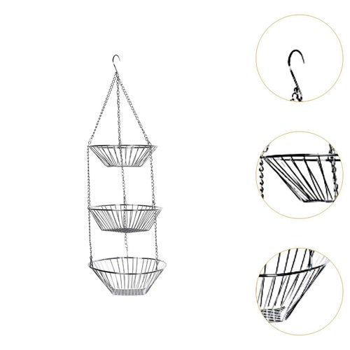 3 Tier Fruit Hanging Basket Wire Organizer for Countertop Living - Bild 3 von 6
