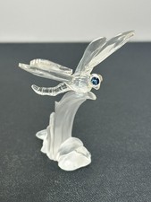 Swarovski Crystal Dragonfly On Frosted Leaf Figurine Retired