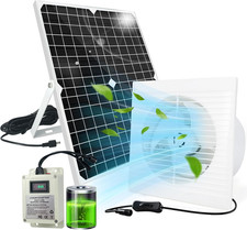 Solar Fan for Chicken Coop with Battery 25W Solar Panel Powered Exhaust Fans wit
