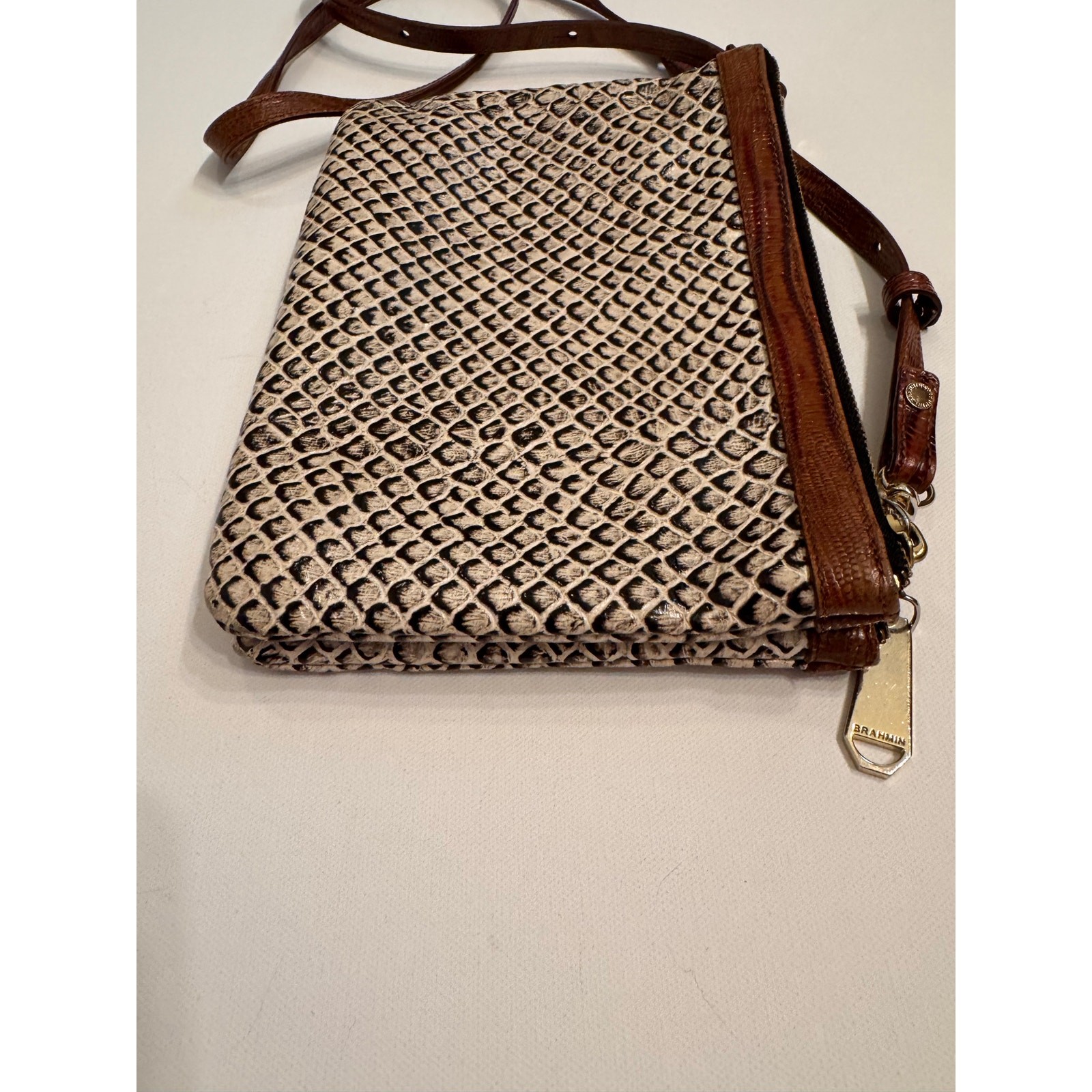 Brahmin Perri Crossbody Onyx Java Leather Bag Whi… - image 6