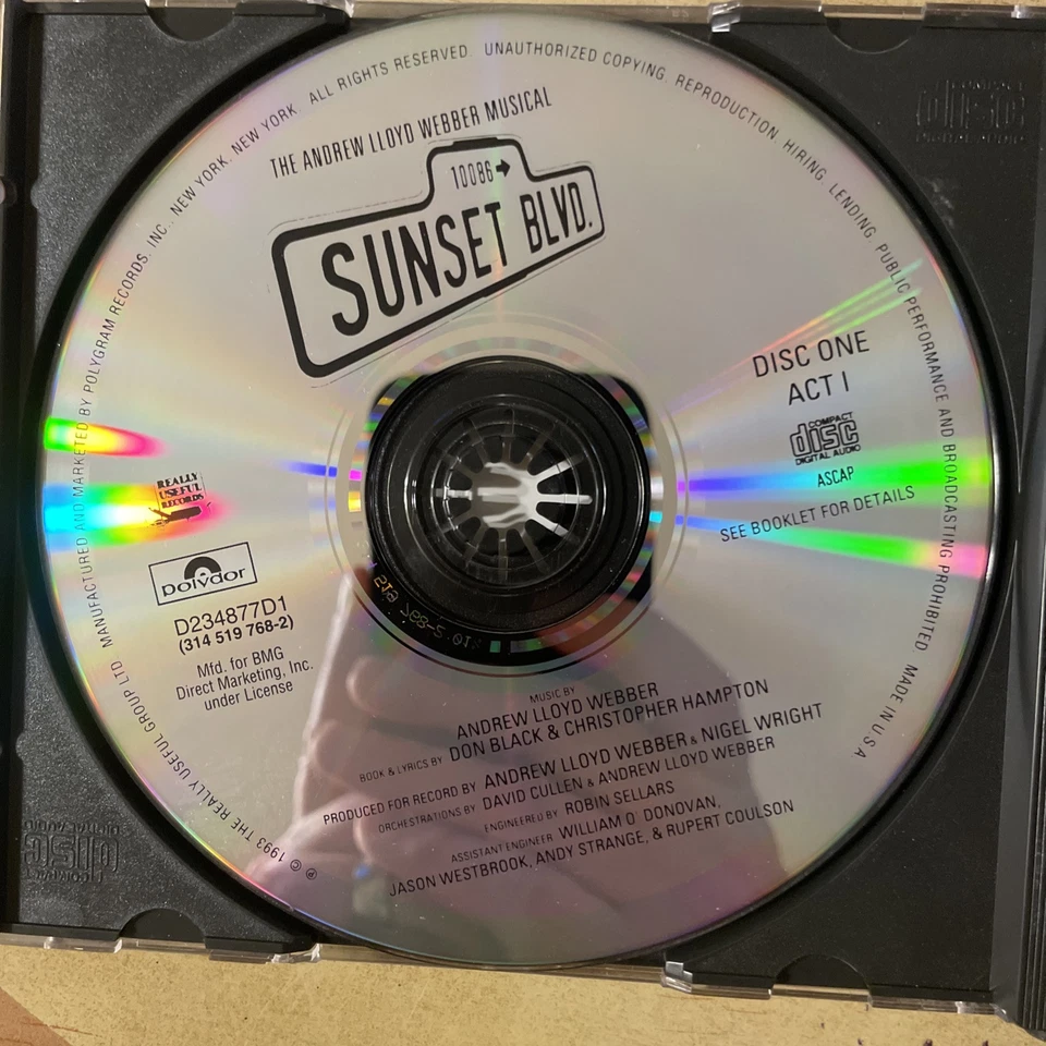 Sunset Blvd. / Andrew Lloyd Webber Broadway Cast 2 X CD Album 1993 Really Useful Foto 3 de 4
