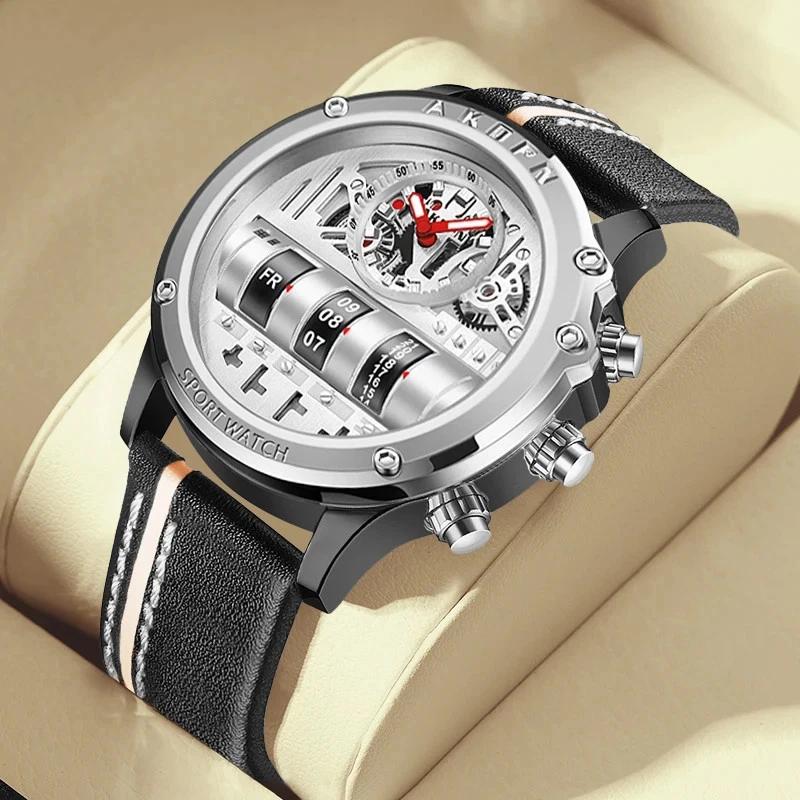 Luxury Electronic Quartz Watch Men Business WristWatch Leather Strap Date