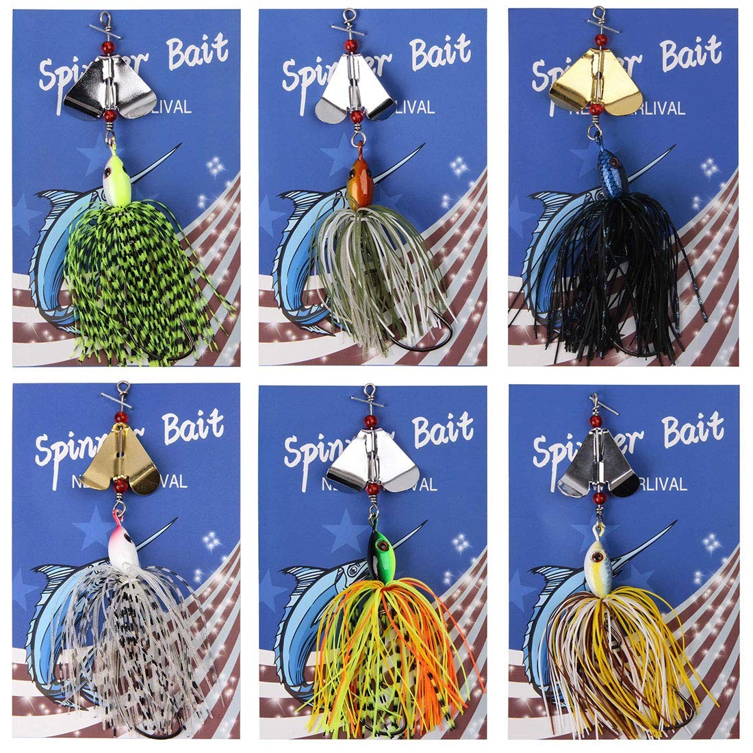 Spinnerbait Fishing Lures Kit Set, 6pcs Bass Fishing Buzzbait Multicolor Bass... - Image 7