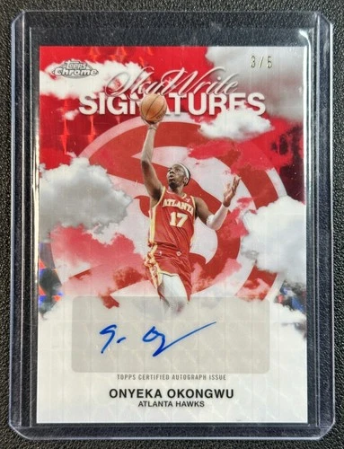 ONYEKA OKONGWU 2025-26 TOPPS CHROME SKYWRITE AUTO GEOMETRIC RED REFRACTOR 3/5
