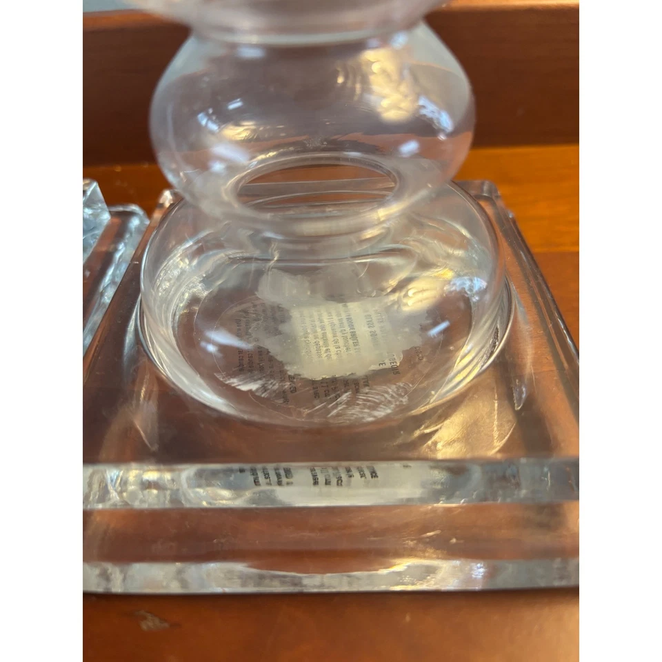 Juego de 2 candelabros con pedestal de vidrio transparente Pottery Barn elegantes decoración de mesa Foto 4 de 4