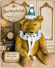 CRYSTAL BAY GREEN TEAL WHITE RUFFLE COLLAR AND HAT HAND-TAILORED FOR TEDDY