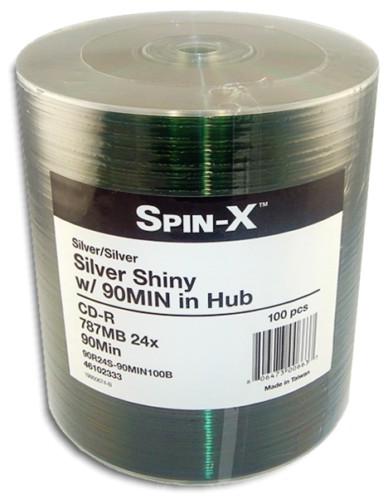 100-Pak =90-MINUTE= 800MB 24X Shiny-Silver Top CD-R's by SPIN-X | eBay