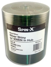 100-Pak =90-MINUTE= 800MB 24X Shiny-Silver Top CD-R's by SPIN-X
